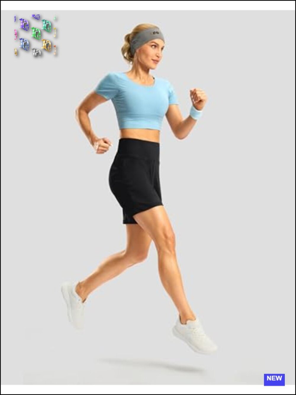 High Waisted Athletic Bermuda Shorts 7" with Zipper Pockets - Stretchy Running - Picture 6 of 6